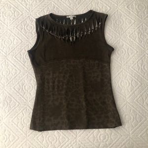 Alberto Maliki "suede" beaded sleeveless top